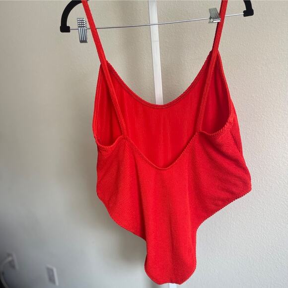 Good American Womens Red One-Piece Swimsuit 4XL Red V-Neck High-Cut Leg Cheeky - Picture 2 of 5
